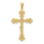 14k Two-Tone Engraved Crucifix Charm