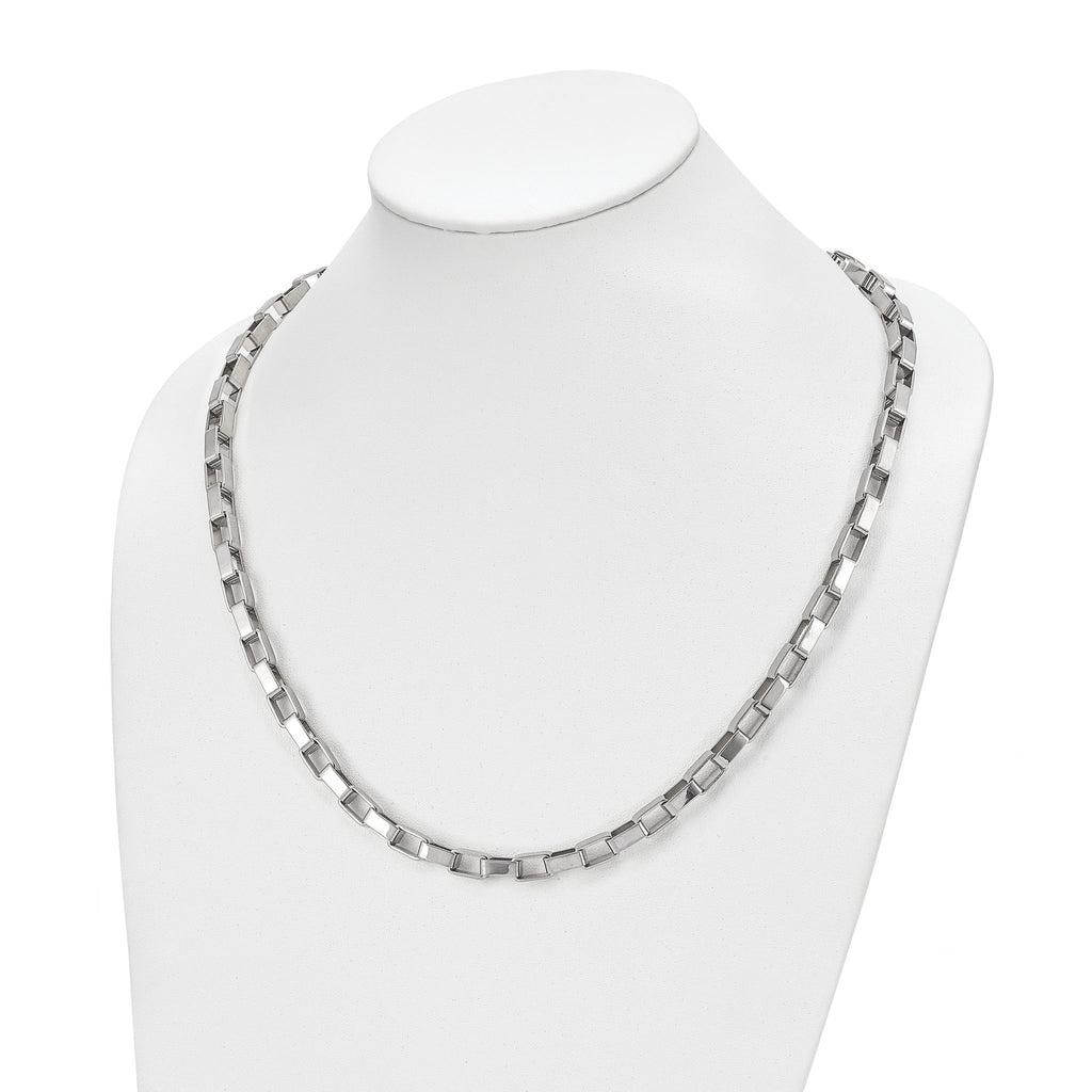 Polished Square Link Necklace in Stainless Steel, 6mm