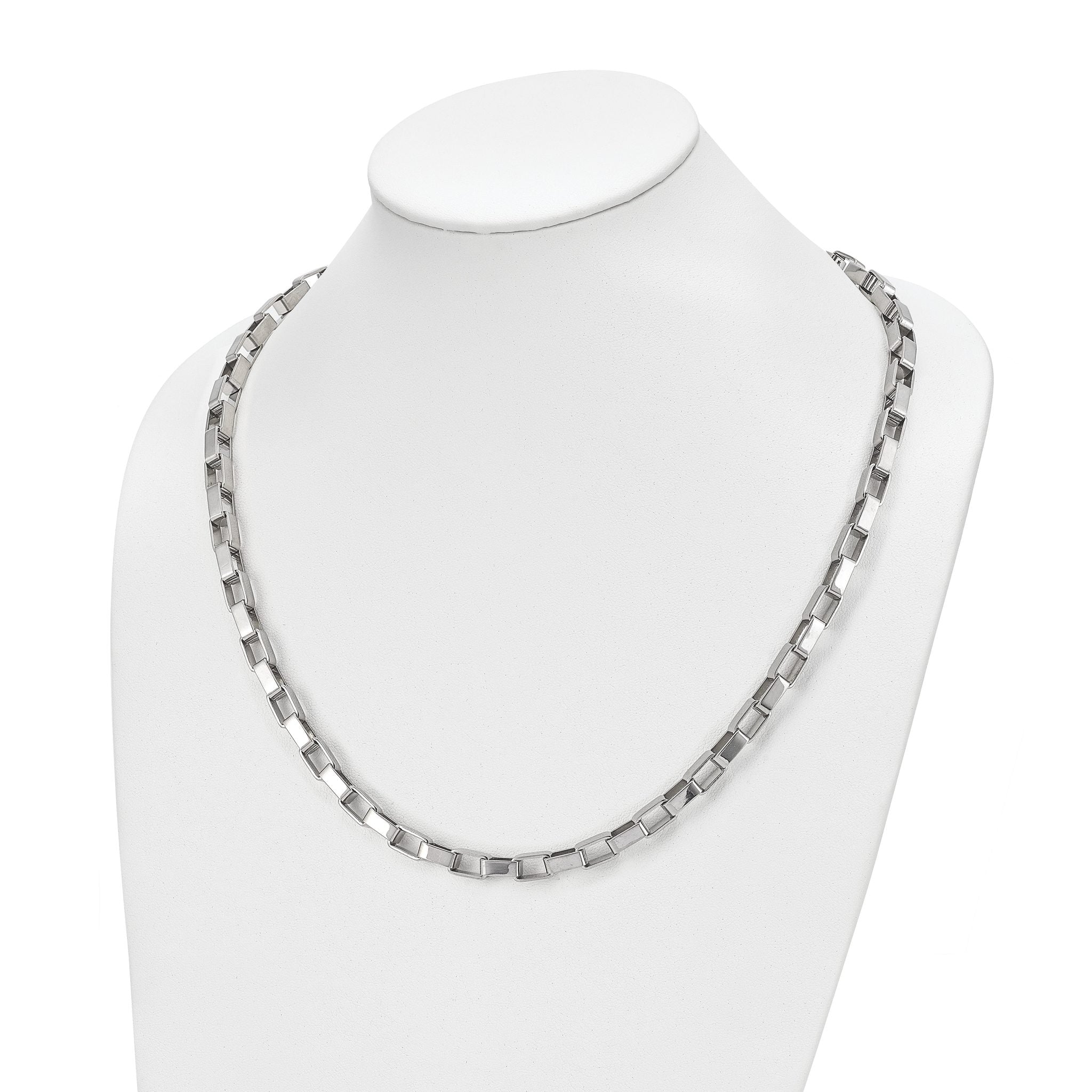 Polished Square Link Necklace in Stainless Steel, 6mm