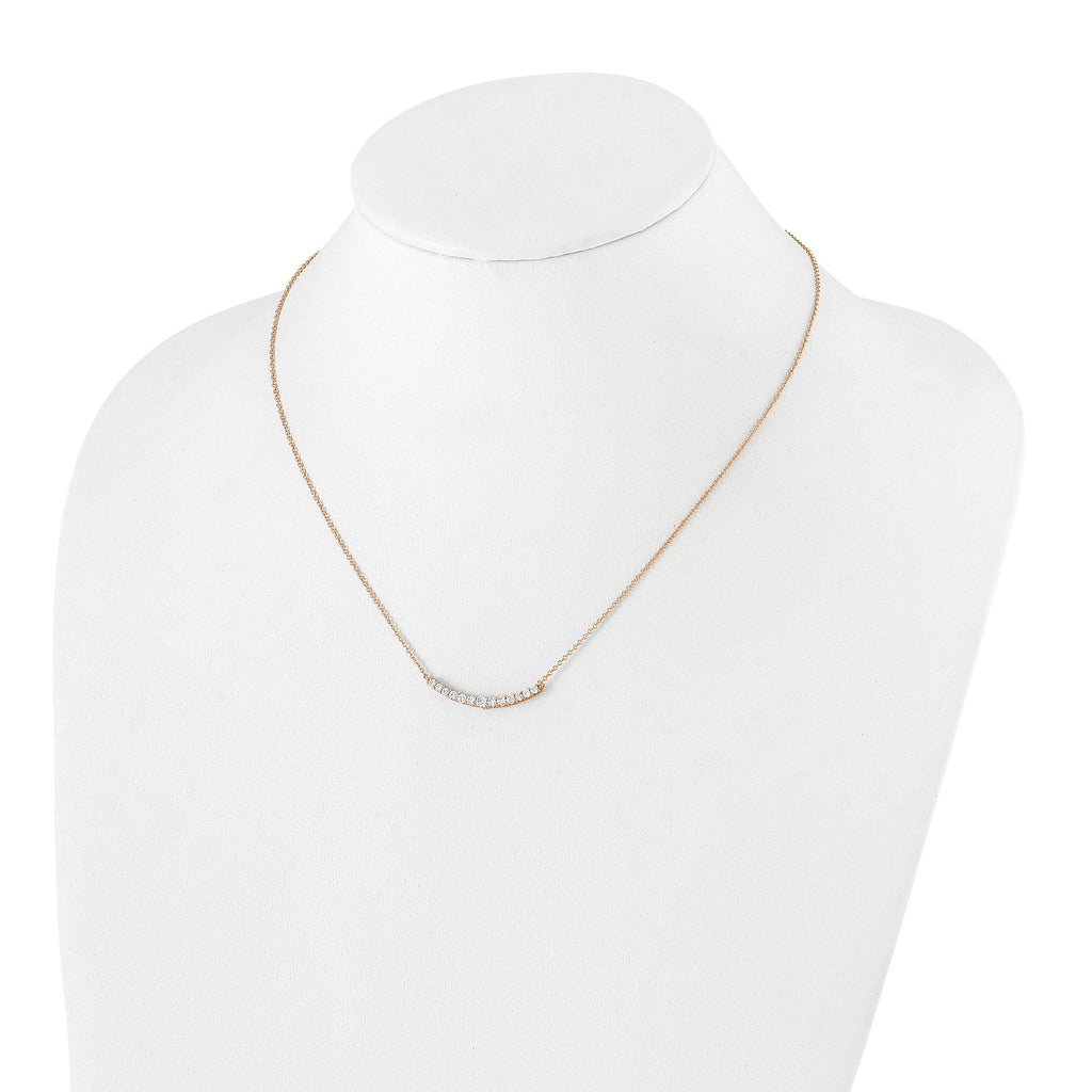 14k Rose Gold 1/2 carat Lab Grown Diamond VS+ F+ Complet 18 inch Fashion Bar Necklace