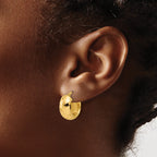 14K Polished and Diamond-cut Hoop Earrings