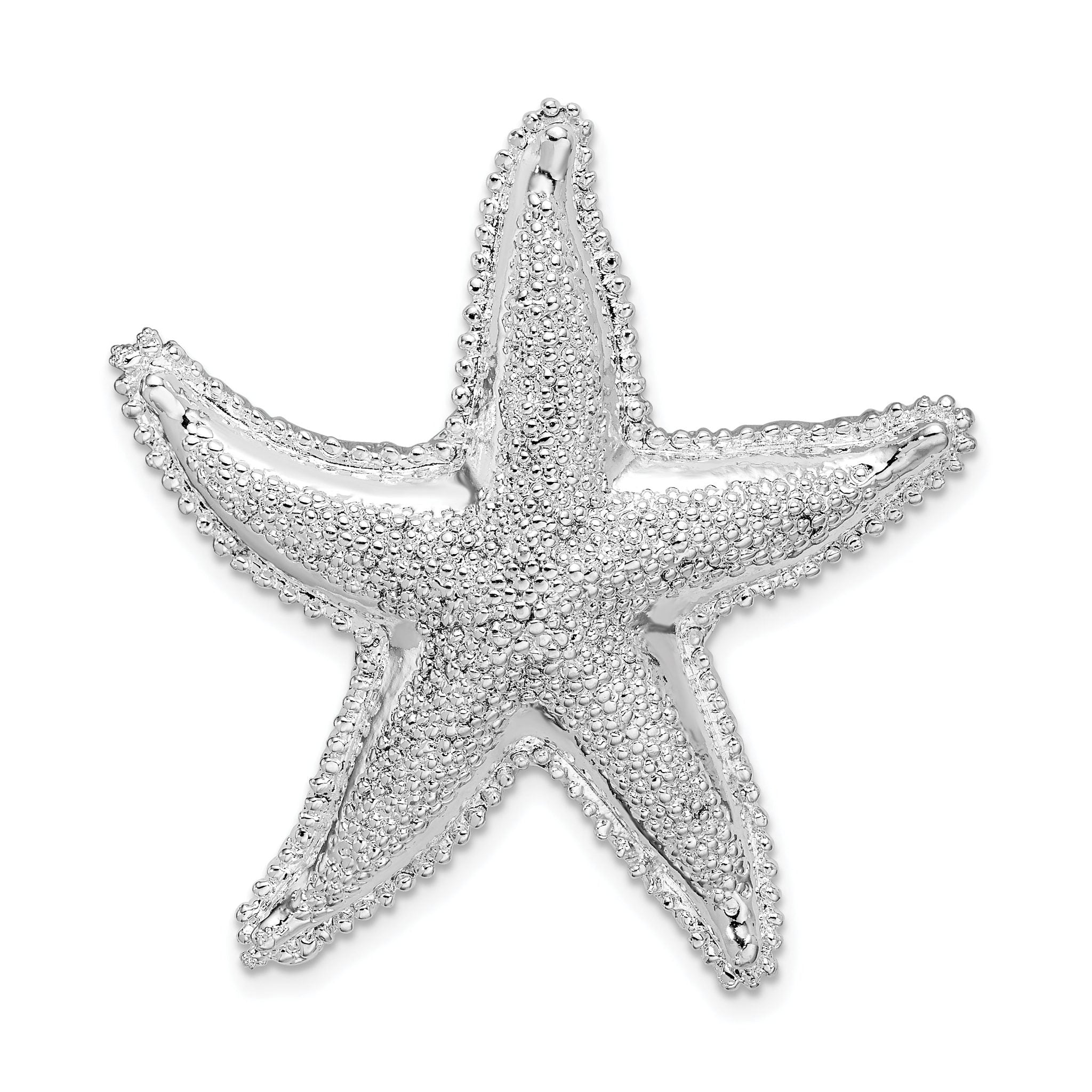 De-Ani Sterling Silver Rhodium-Plated Polished and Textured Starfish Slide Main image