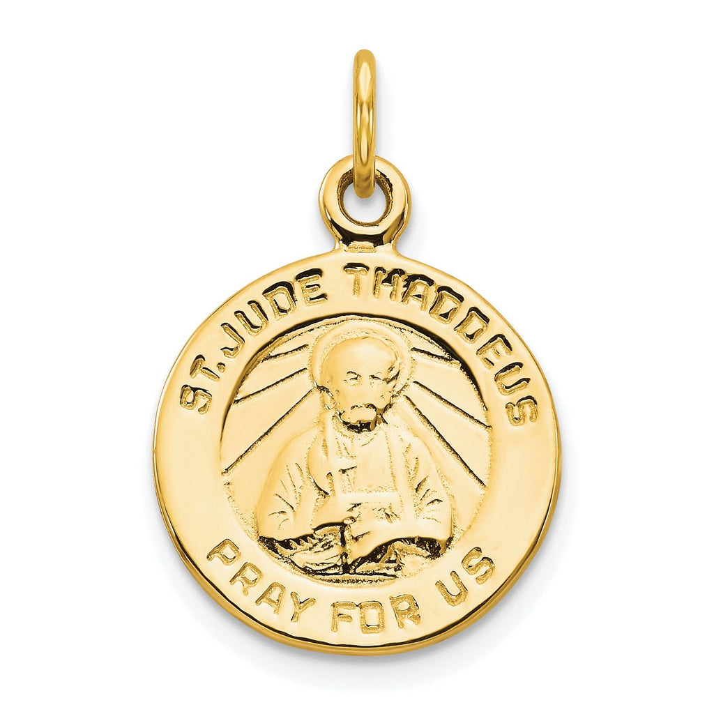 10K Gold St. Jude Medal Pendant with Polished Finish Solid