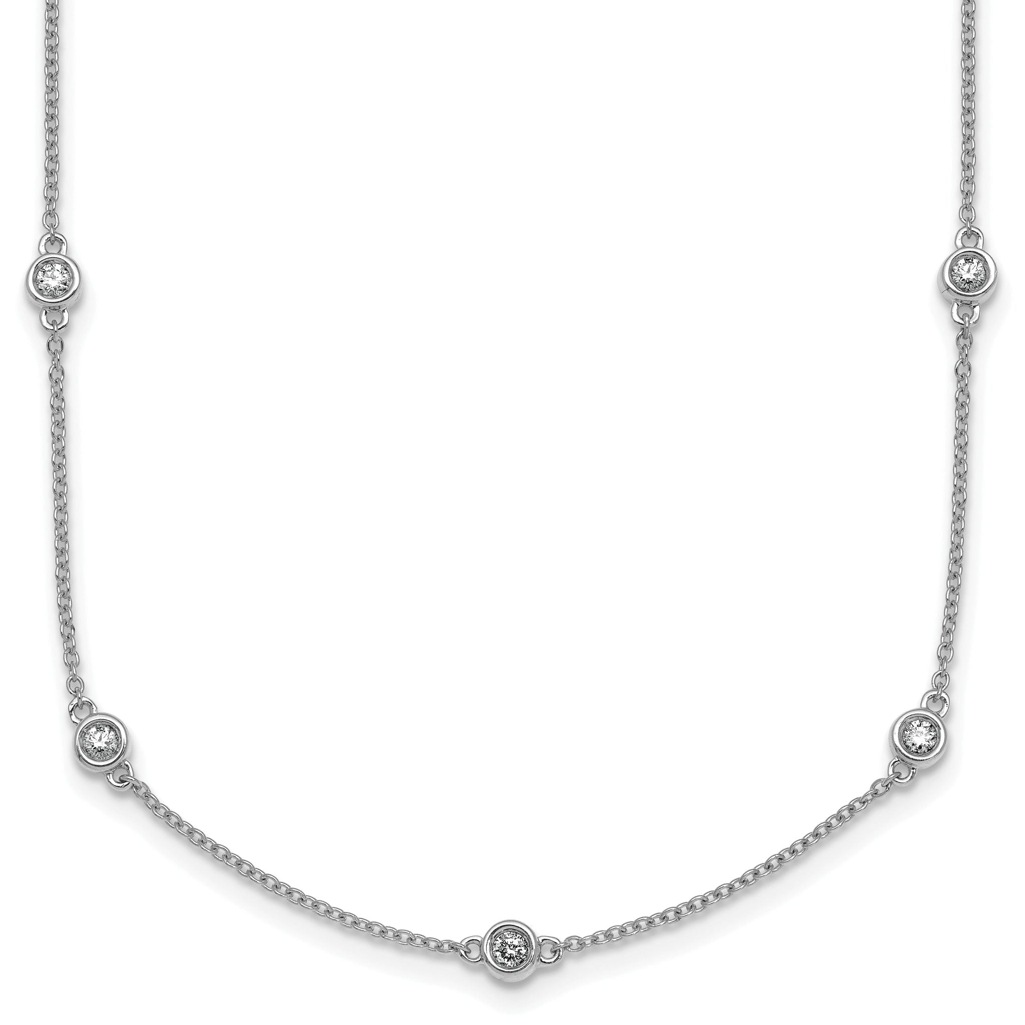 14k White Gold Complete 1/2 carat Bezel-set Diamond and Cable Chain 13-Station 16 inch Necklace Main image