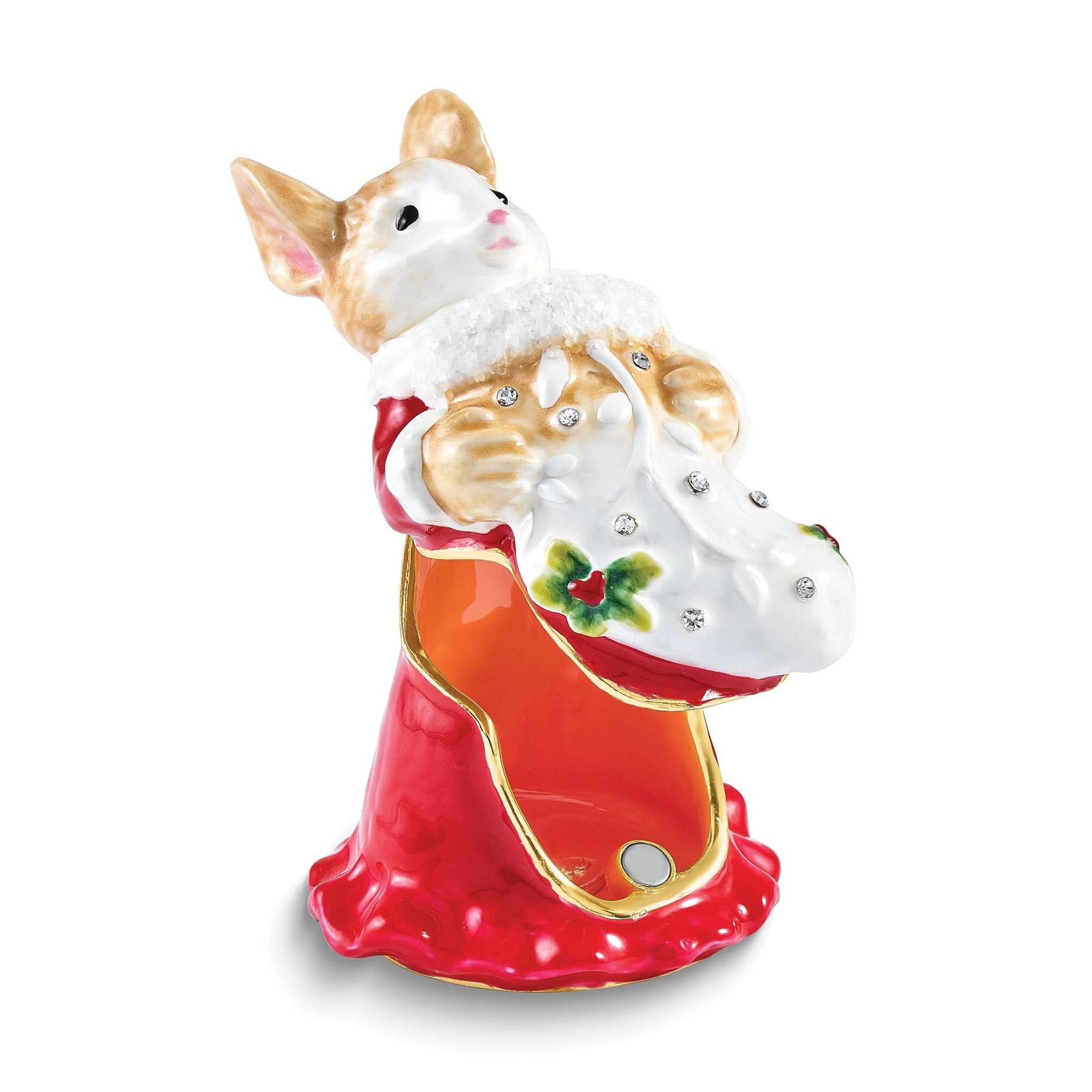 Luxury Giftware by Jere Bejeweled AMELIA Christmas Mouse Trinket Box with Matching 18 inch Necklace Secondary image