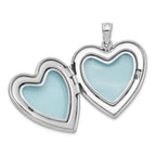 Sterling Silver Rhodium-plated Satin Diamond Cut 18in Diamond Cross Heart Locket Necklace & 14in Cross Heart Pendant Necklace Set