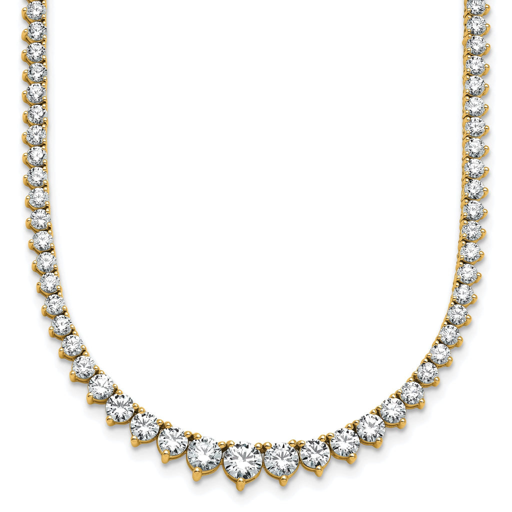 14k 10 carat Lab Grown Diamond VS+ F+ Complete Round 16 inch Graduated Tennis Necklace