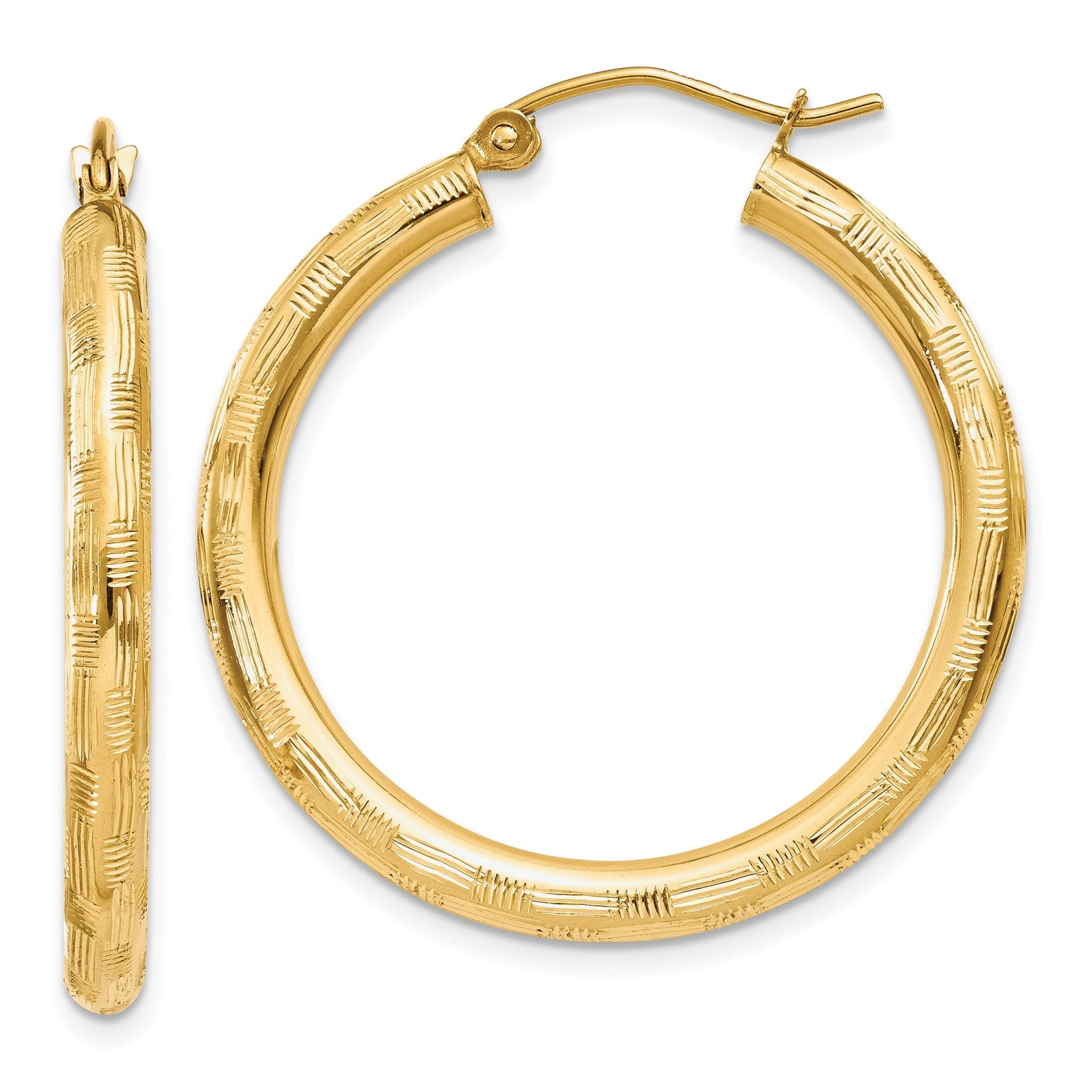 14k Diamond-cut Hoop Earrings Main image