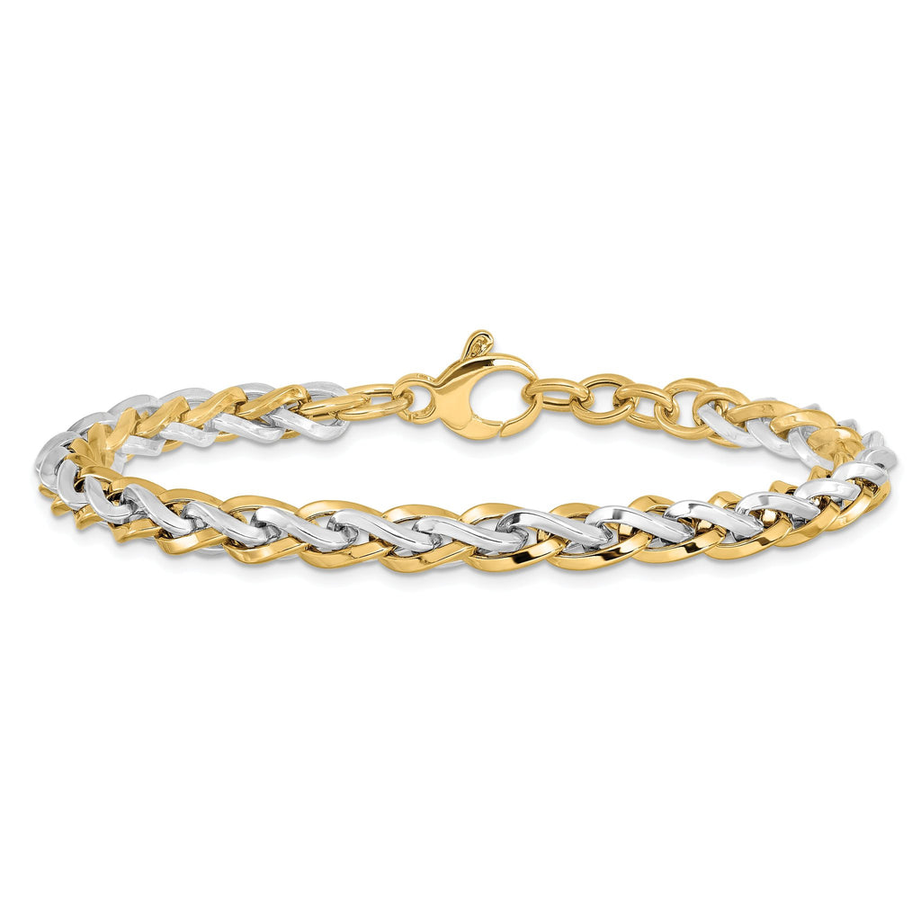 14K Two-tone Polished Fancy Link Bracelet