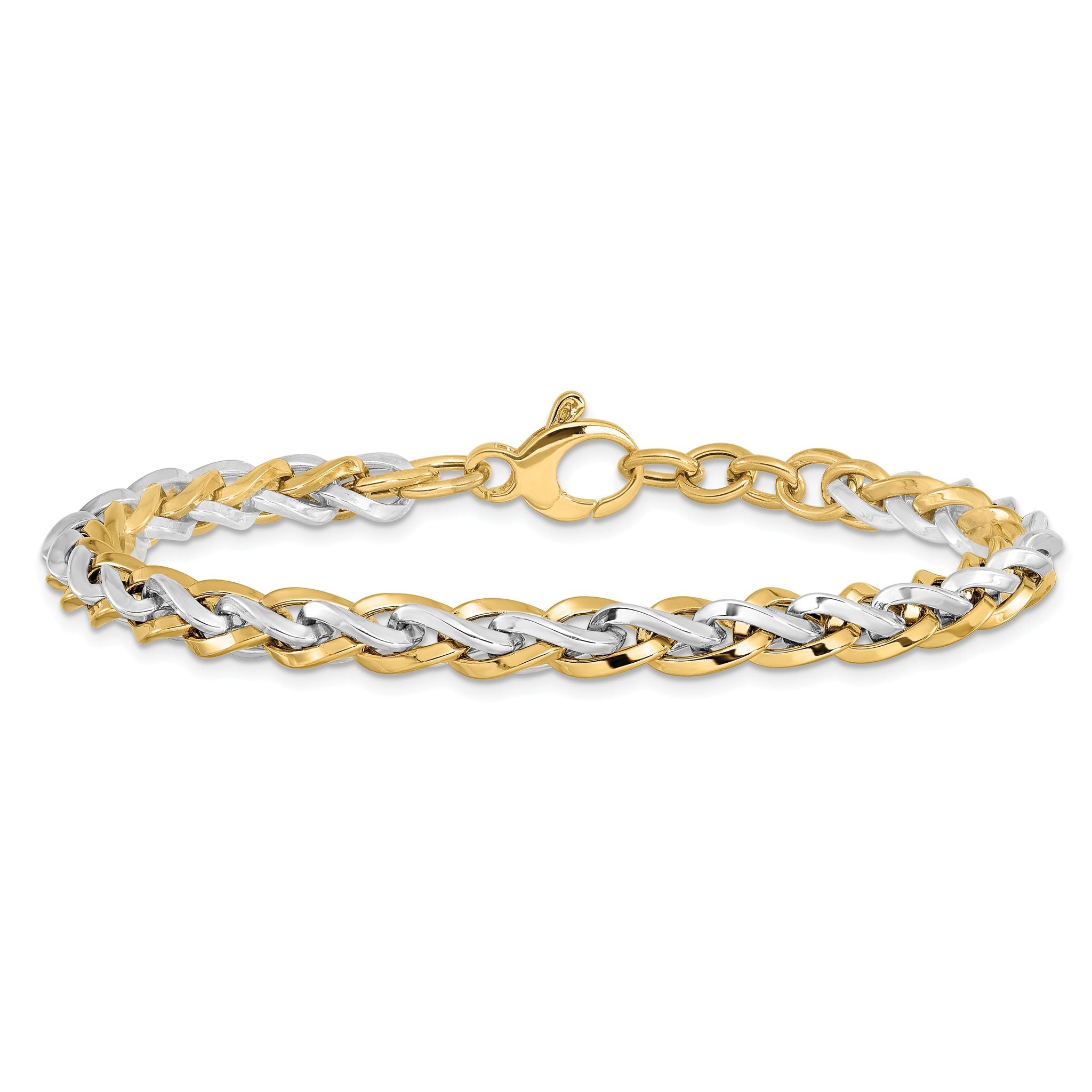 14K Two-tone Polished Fancy Link Bracelet