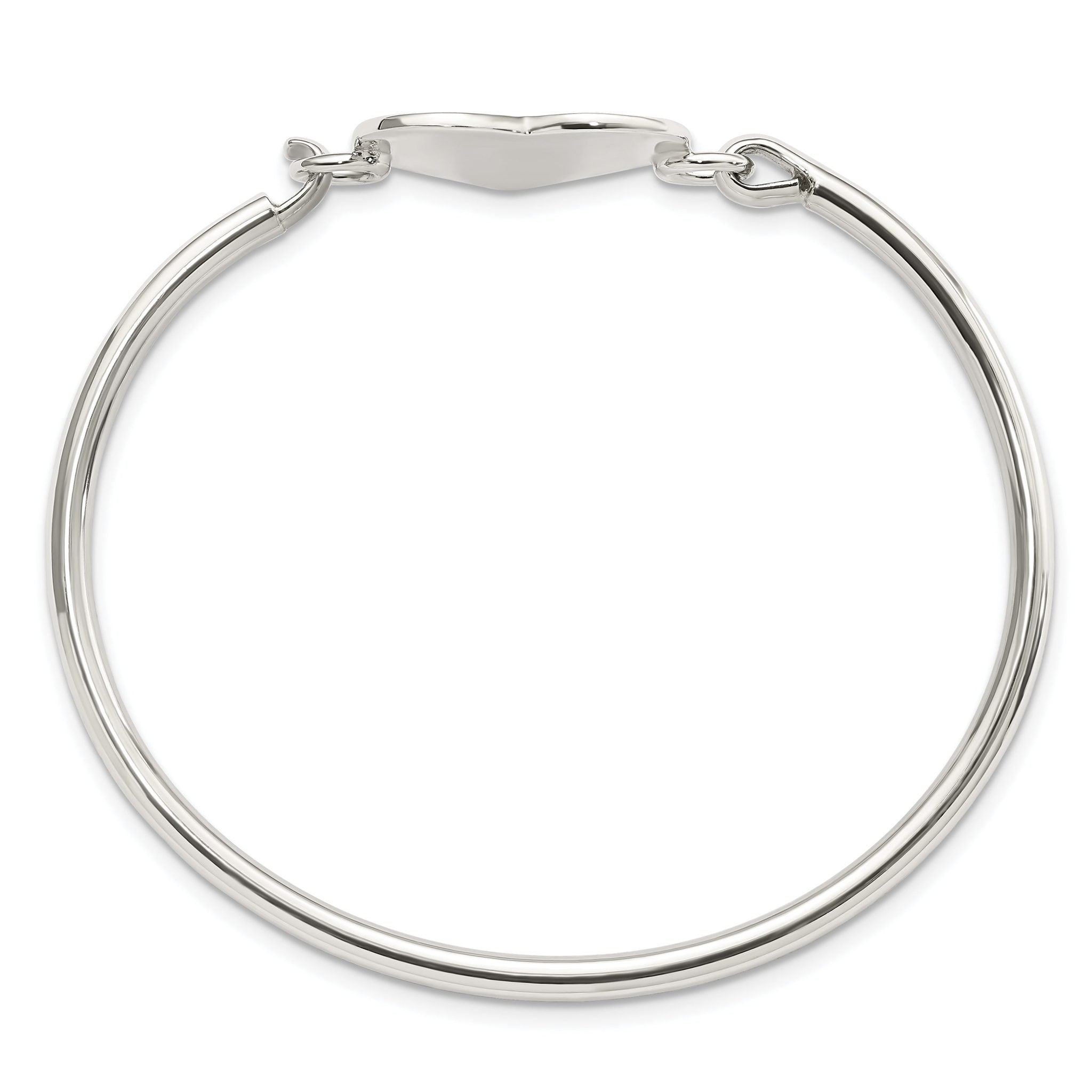 Sterling Silver 925 Engravable Heart Bangle with Polished Finish Secondary image