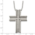 Titanium Polished Men's Necklace with Cross Pendant 24 Inch