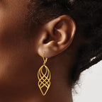 Stainless Steel Gold-Tone Polished Twisted Drop Dangle Earrings for Women