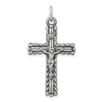 Sterling Silver 925 INRI Crucifix Pendant with Antiqued Polished Finish