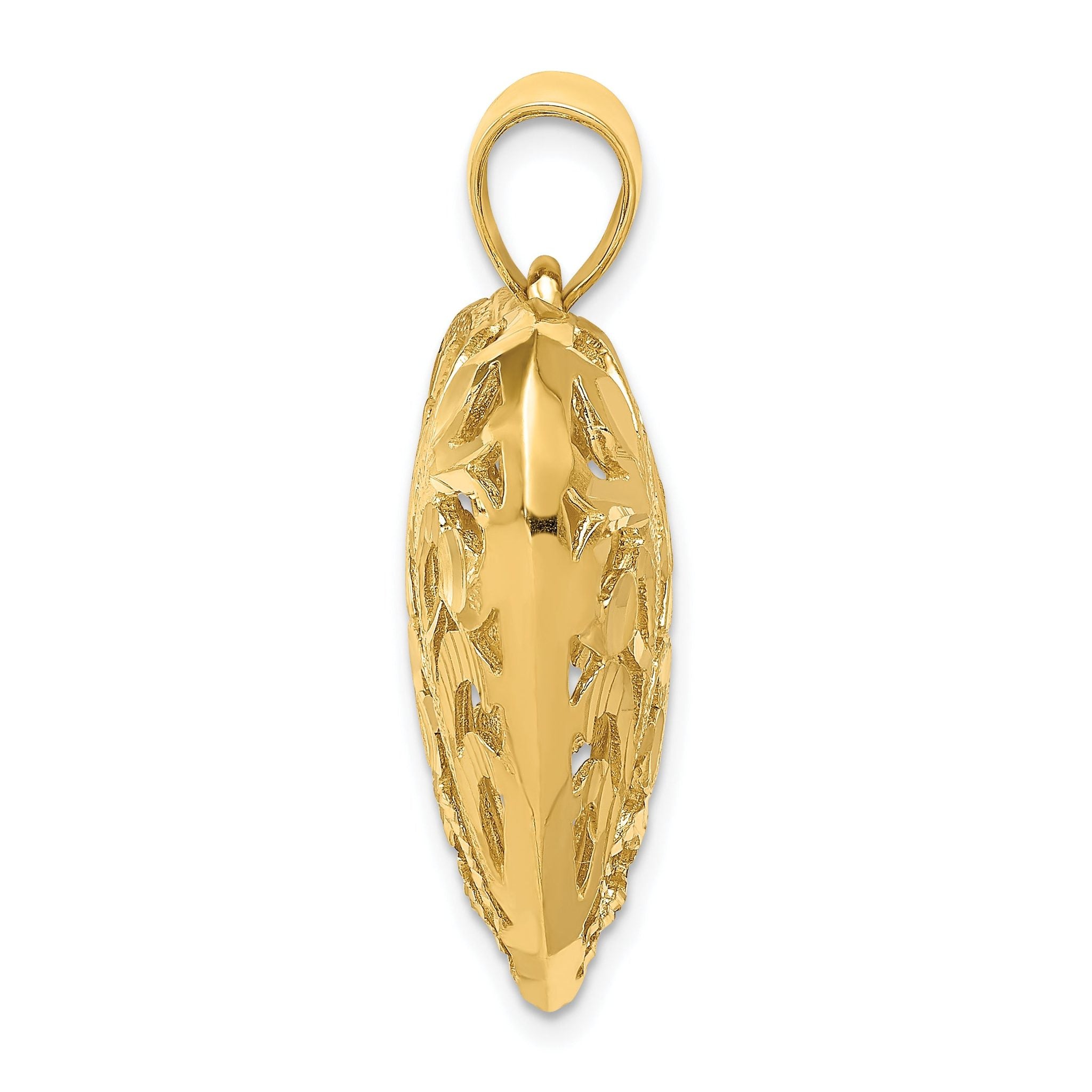 14K Gold Polished Diamond-Cut 3D Filigree Heart Pendant Secondary image