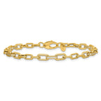 14K Polished CZ Fancy Paperclip Link Bracelet
