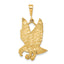 10K Gold Polished Eagle Charm with Diamond-Cut Detail 40mm Elegant Design