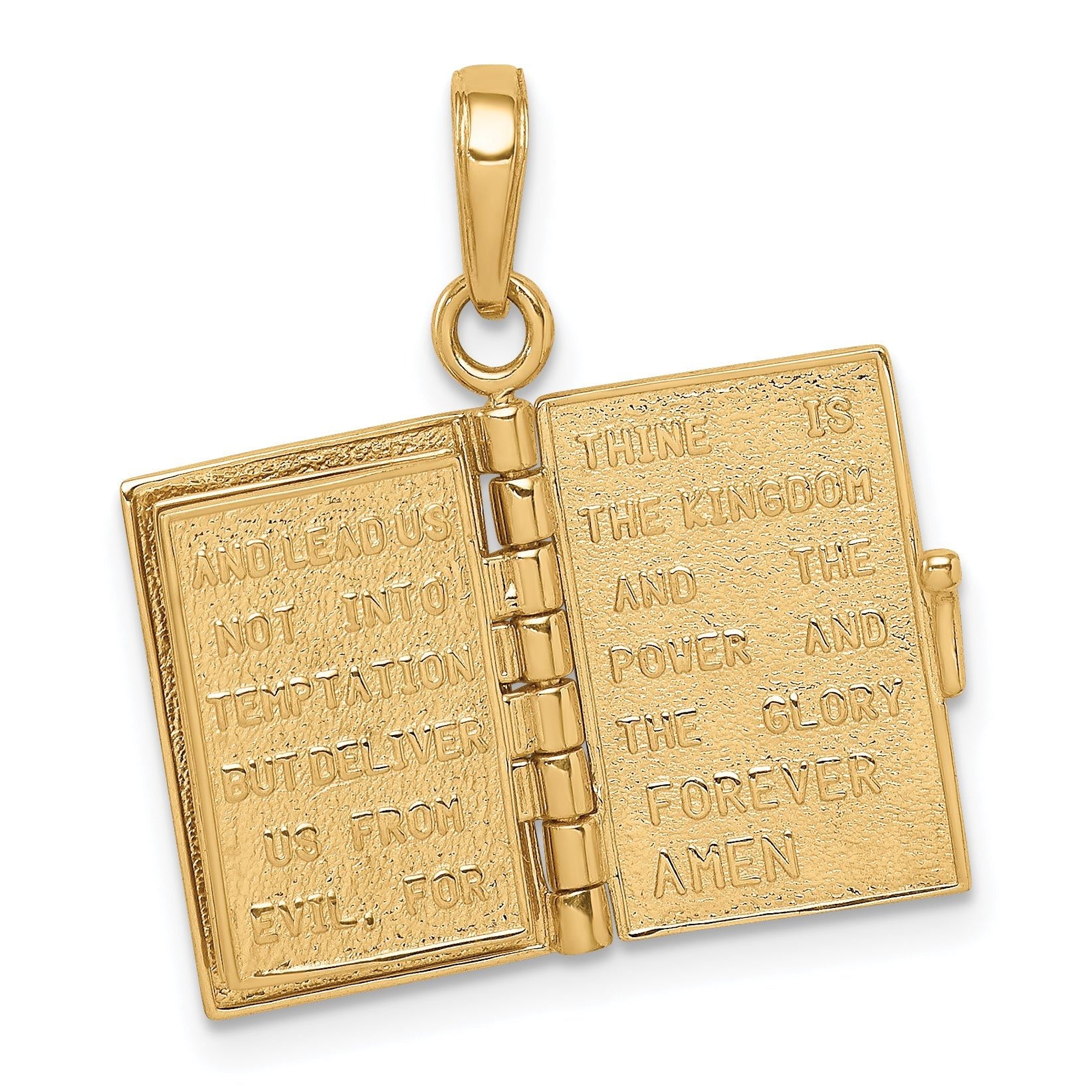 14K Gold 3D Lord's Prayer Bible Pendant  Solid, Casted Design