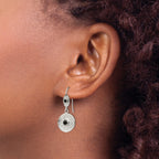 Stainless Steel Polished Textured Black Onyx Drop Dangle Earrings for Women