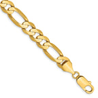 14K 8 inch 8.75mm Concave Open Figaro with Lobster Clasp Bracelet