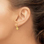 Stainless Steel Gold-Tone Polished Heart Hammered Huggie Hoop Earrings for Women