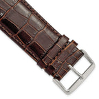 Crocodile-Grain Chronograph Watch Band in Dark Brown Leather, 14mm