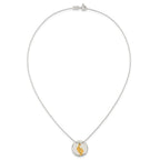 Sterling Silver with Gold-tone Polished Footprint Dangle on Disc 16 inch Necklace