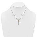 Sterling Silver Gold-tone CZ Polished 16 inch with 1.25 inch Extension Necklace