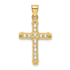 14K Gold CZ Cross Pendant with 12 Clear Stones  Elegant and Timeless Design