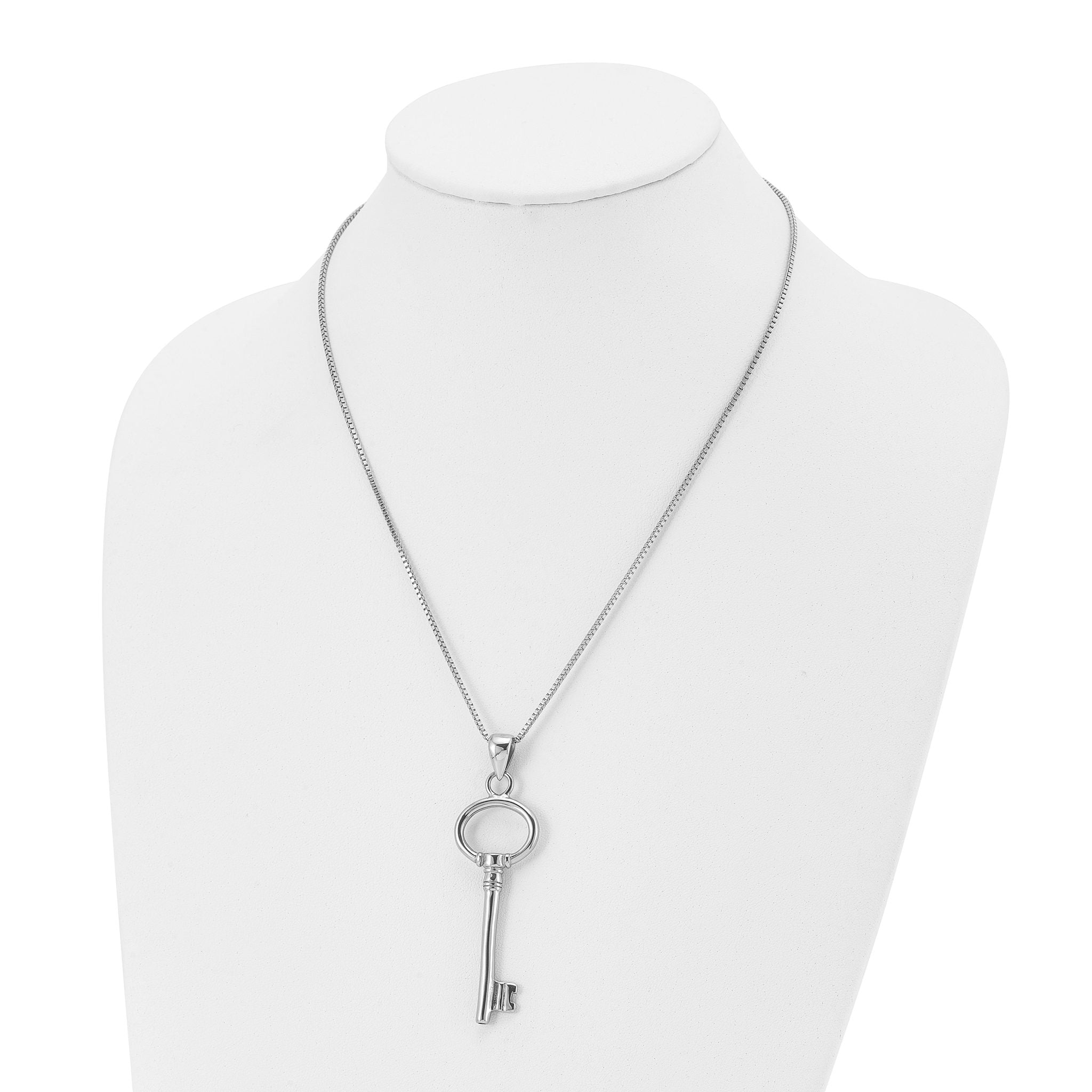 Chisel Stainless Steel Polished Key Pendant on a 20 inch Box Chain Necklace
