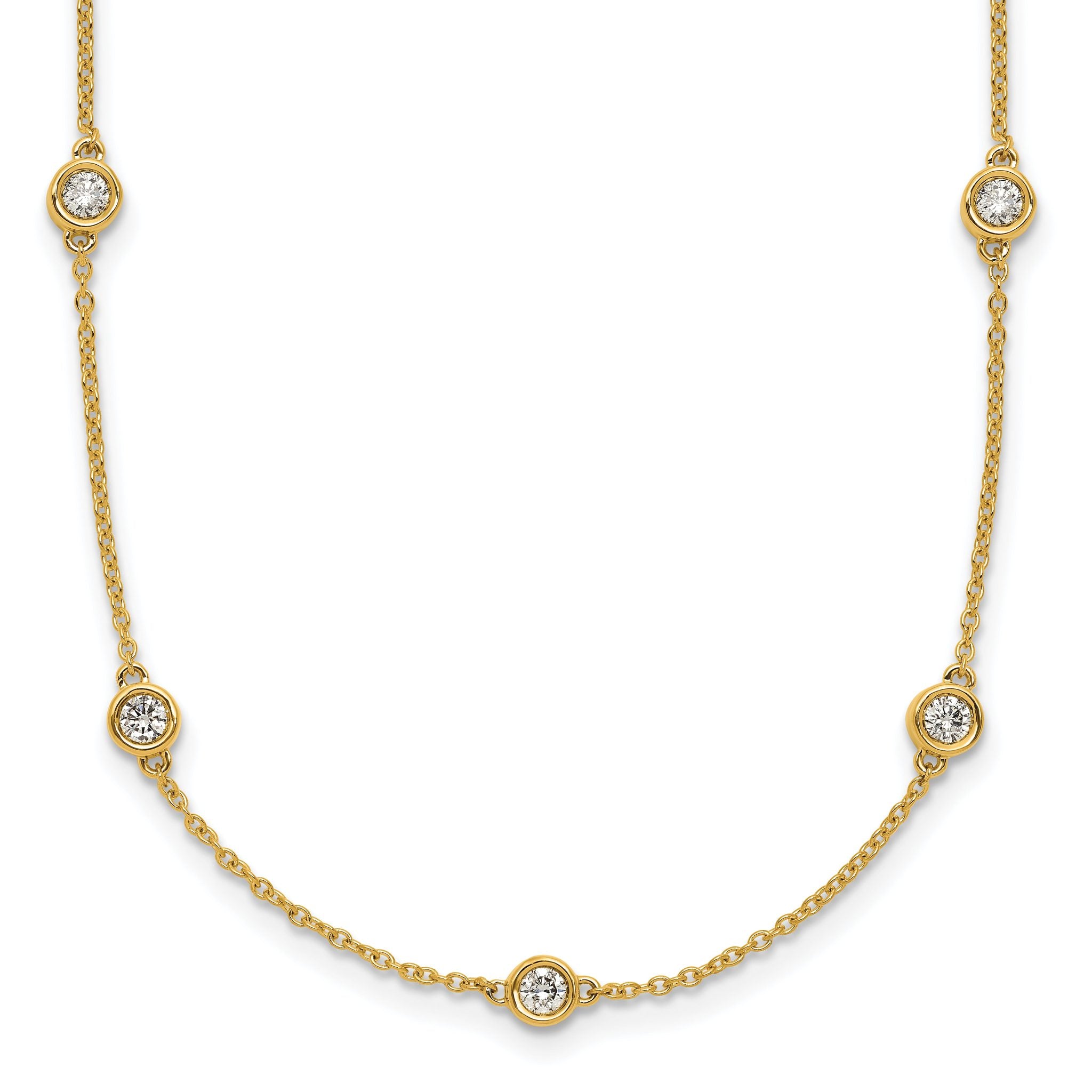 14k Complete 3/4 carat Bezel-set Diamond and Cable Chain 13-Station 16 inch Necklace Main image