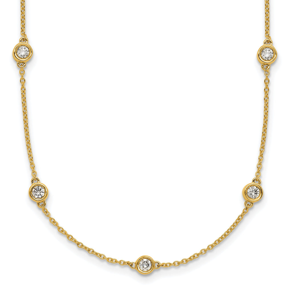 14k Complete 3/4 carat Bezel-set Diamond and Cable Chain 13-Station 16 inch Necklace