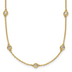 14k Complete 3/4 carat Bezel-set Diamond and Cable Chain 13-Station 16 inch Necklace