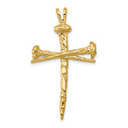14K Gold Nail Cross Charm with Polished Finish Solid & Elegant