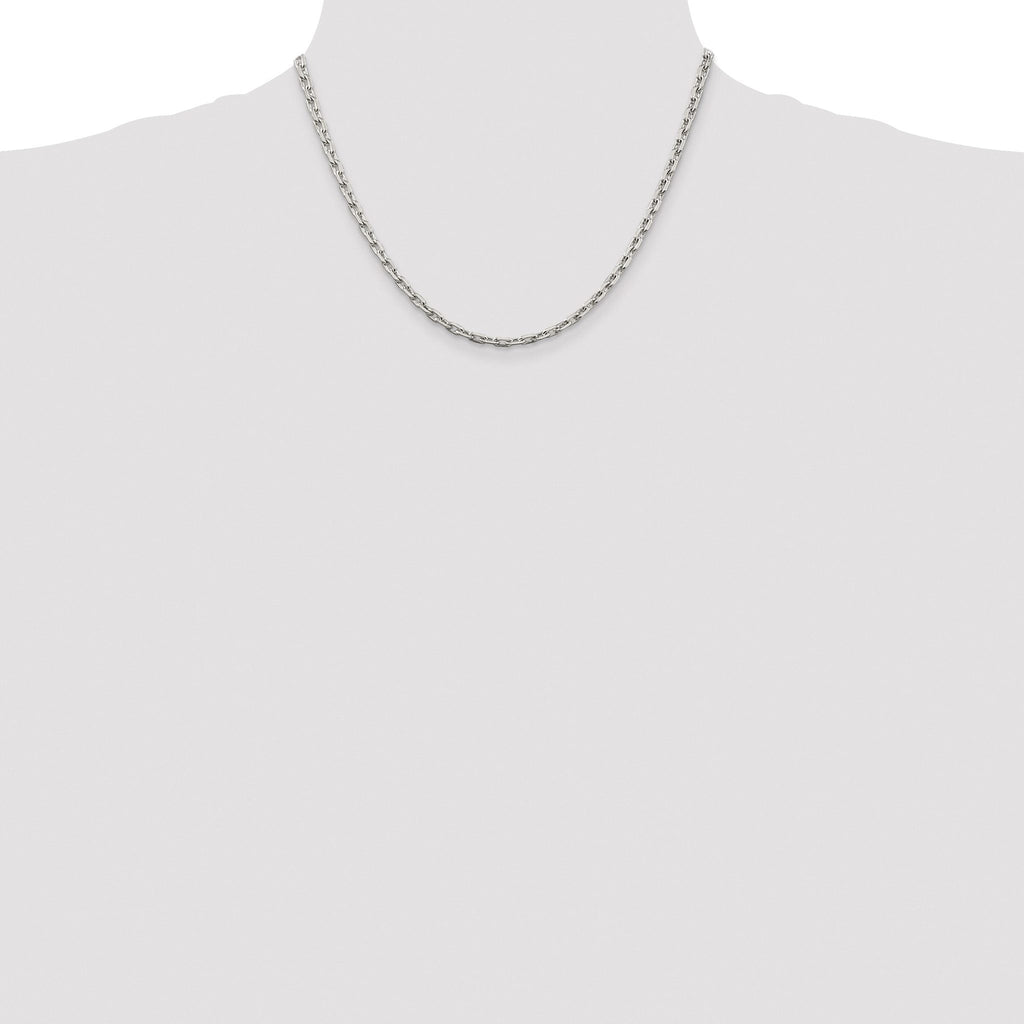 Beveled Oval Cable Chain Necklace in Sterling Silver