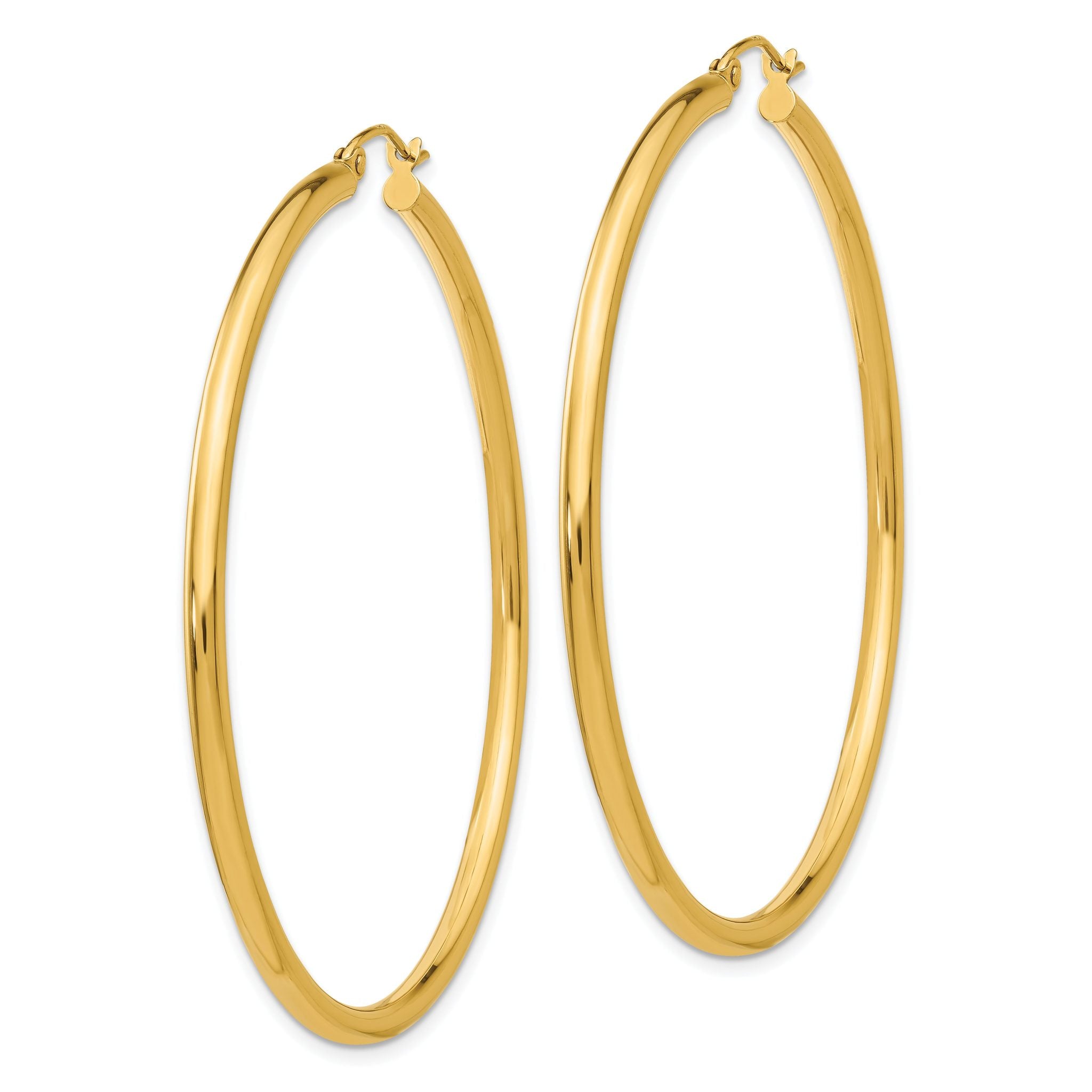 14K Polished 2.5mm Tube Hoop Earrings Secondary image