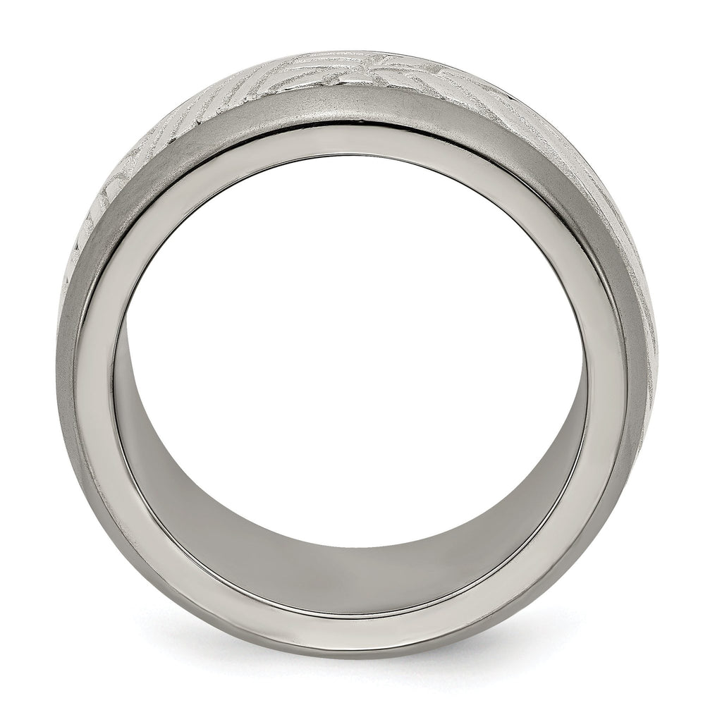 Leaf Inlay Wedding Band in Titanium & Sterling Silver, 11mm