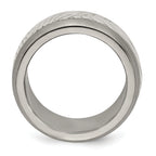 Leaf Inlay Wedding Band in Titanium & Sterling Silver, 11mm