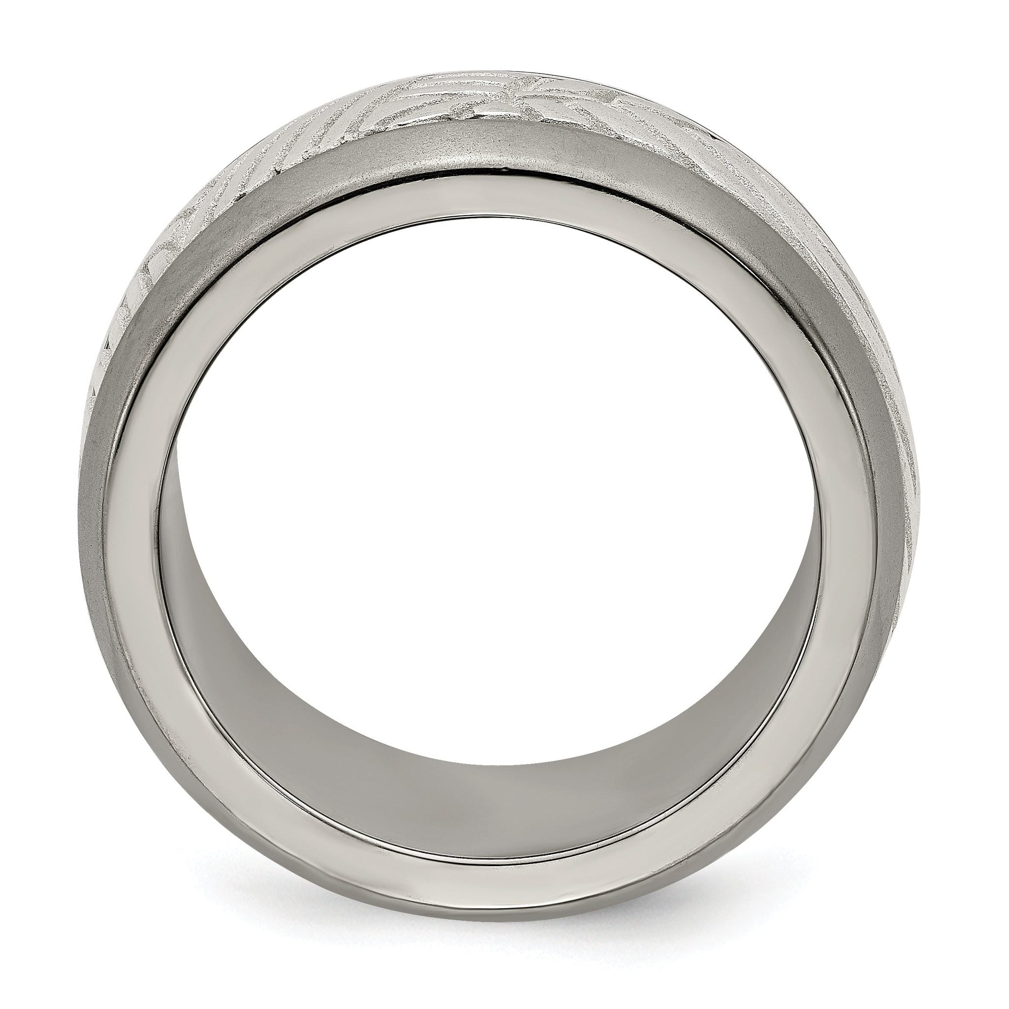 Leaf Inlay Wedding Band in Titanium & Sterling Silver, 11mm