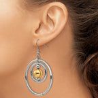 Stainless Steel Gold-Tone Polished Textured Drop Dangle Earrings for Women