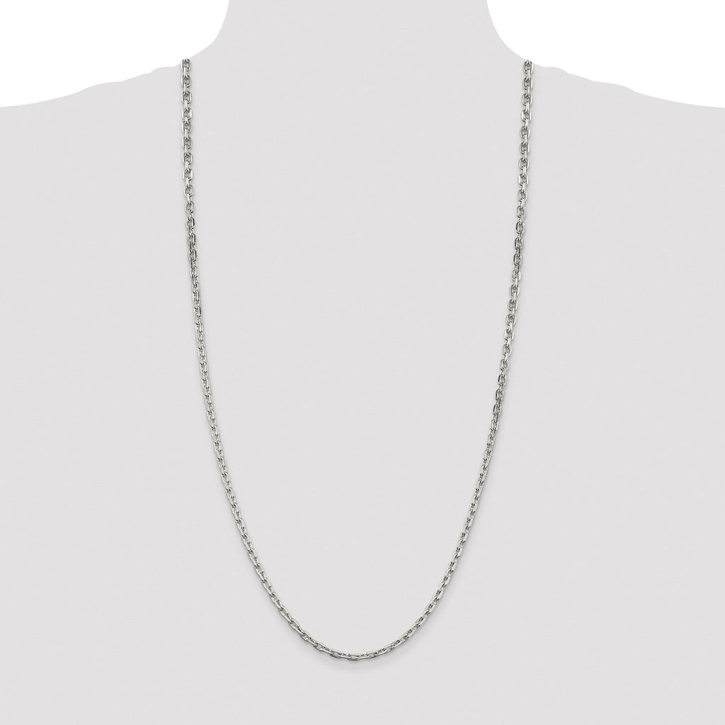 Beveled Oval Cable Chain Necklace in Sterling Silver