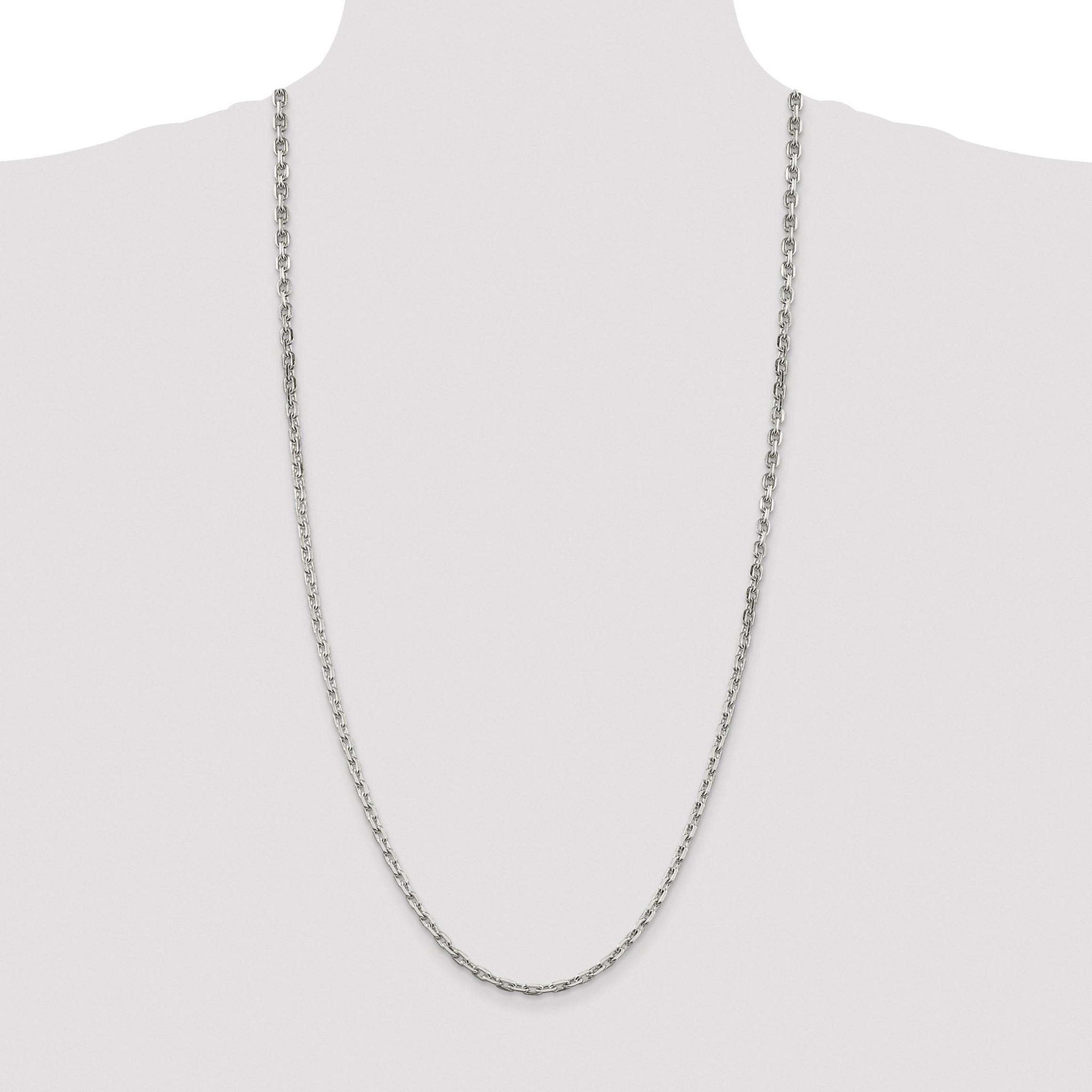 Beveled Oval Cable Chain Necklace in Sterling Silver