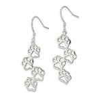 Paw Prints Drop Earrings in Sterling Silver