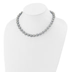 14k White Gold 8-9mm Grey Rice Freshwater Cultured Pearl 16 inch Necklace