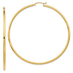 10K Gold Polished Hoop Earrings 2.5mm Tube Classic