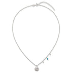 Sterling Silver Polished Beaded Turquoise and Grooved Seashell 16 inch with 2 inch Extension Necklace