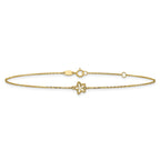 14K Polished Mother of Pearl Flower 9 inch Plus 1 inch Extender - Total 10 inch Anklet