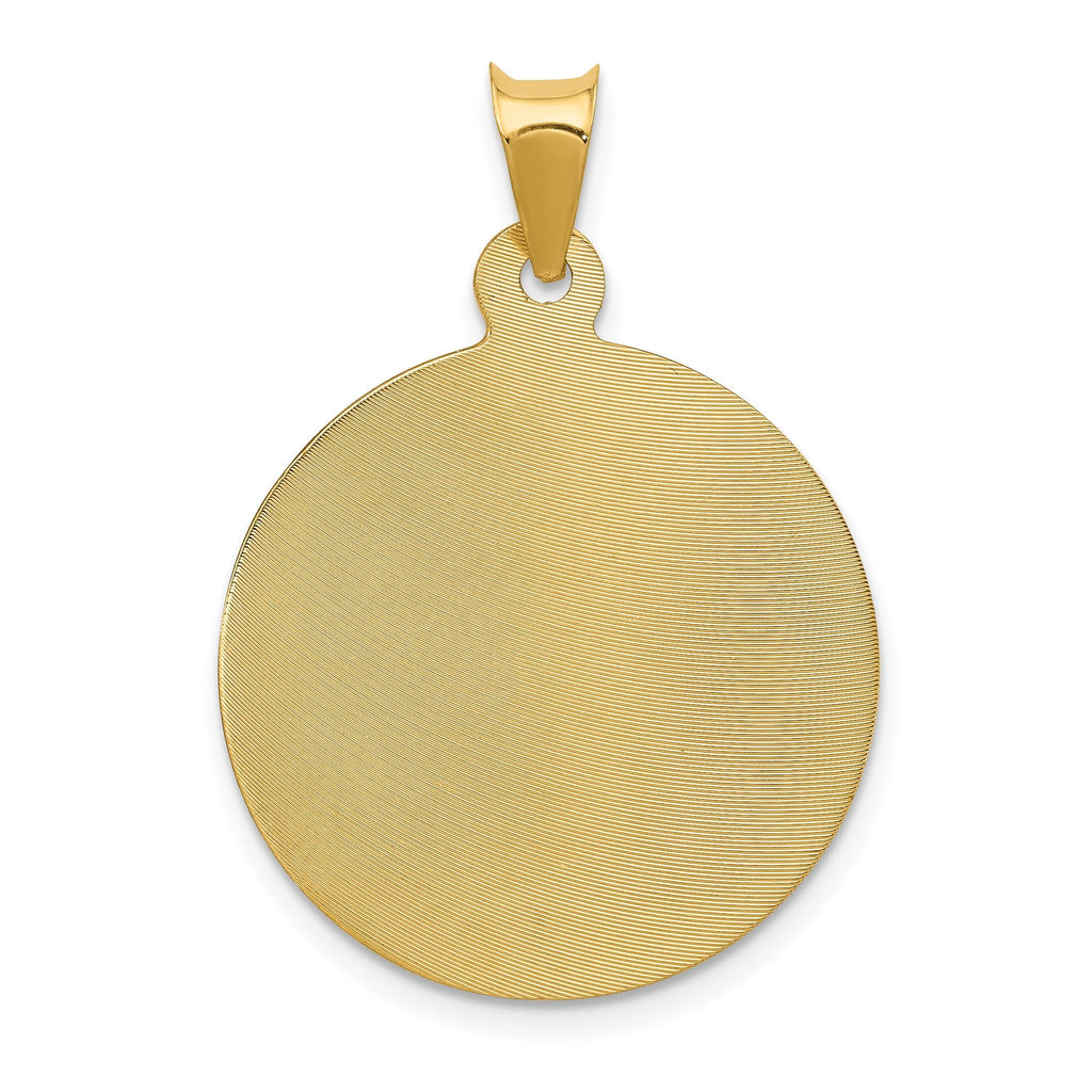 14K Gold Polished Corpus Circle Pendant with Die-Struck Solid Design