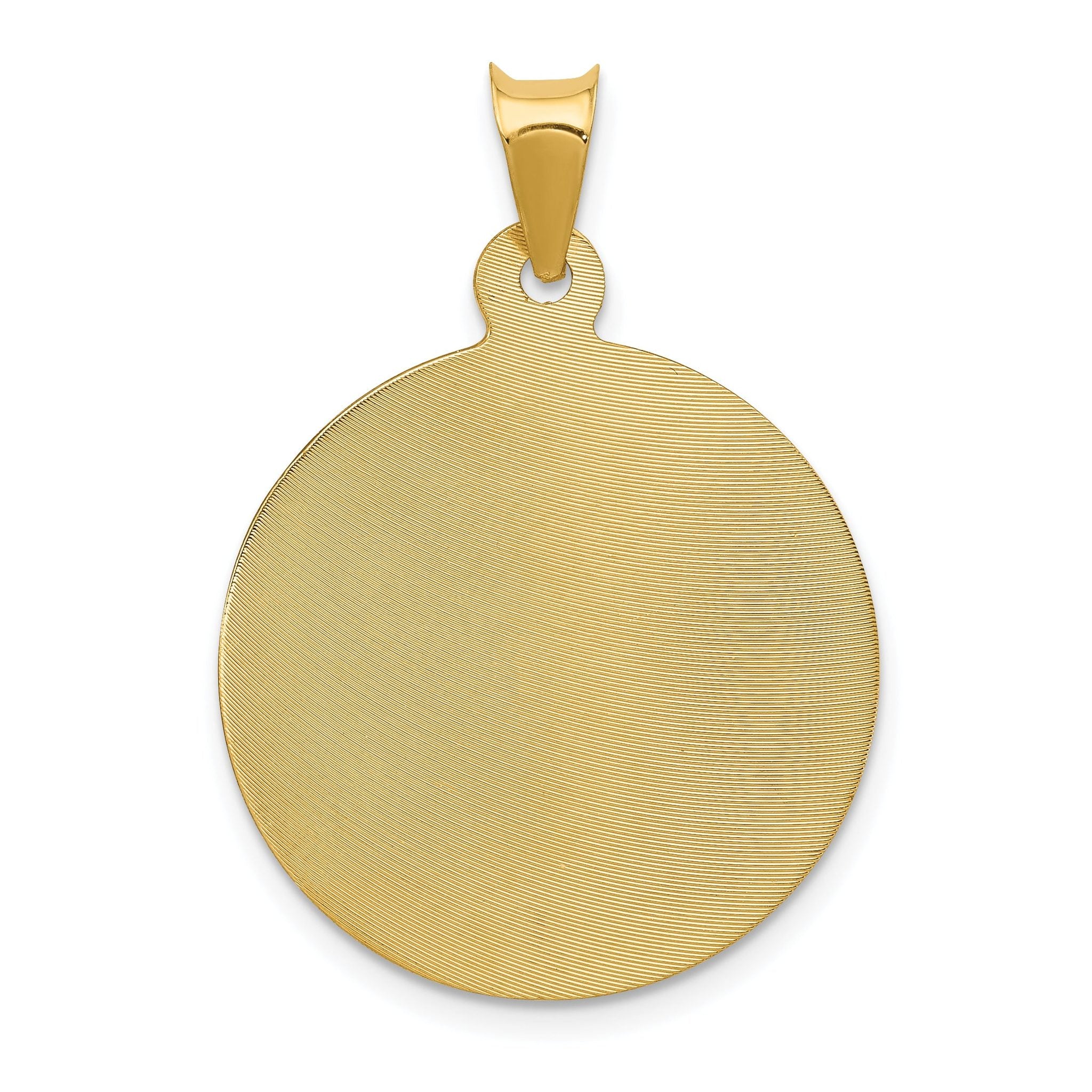 14K Gold Polished Corpus Circle Pendant with Die-Struck Solid Design