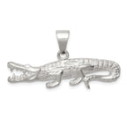 Sterling Silver 925 Crocodile Pendant with Polished Textured Finish